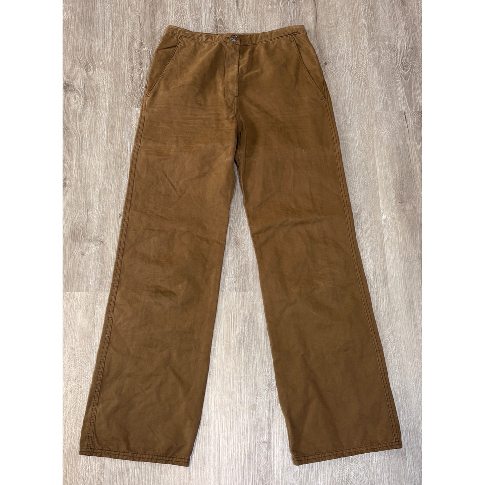 Bimba Y Lola Brown Canvas Straight Leg High Rise‎ Pants Size 36 Tobacco